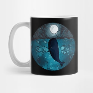 A whale in a blue sea kiss the moon Mug